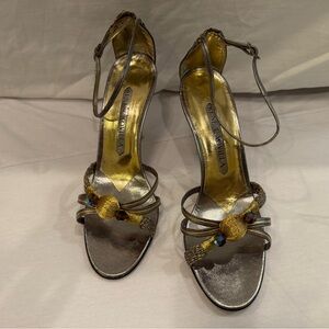 Rene Caovilla Elegant Silver and Gold Women's Heels